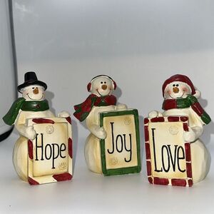 Snowman Hope Joy Love 2015 Figures